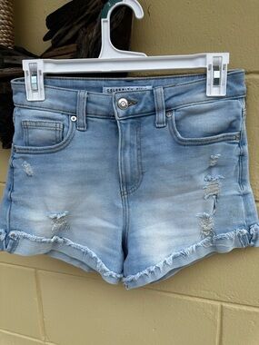 Celebrity Pink Light Wash Distressed Denim Shorts